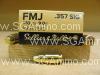 50 Round Box - 357 Sig 140 Grain FMJ Ammo by Sellier bellot -SB357SIG - READ DESCRIPTION NOTICE